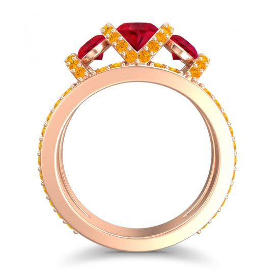 Three Stone Oval Pave Vapra Ring