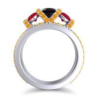 Three Stone Oval Pave Vapra Ring