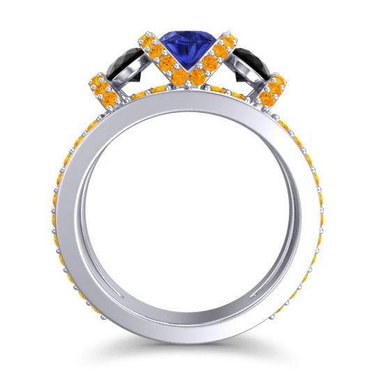 Three Stone Oval Pave Vapra Ring