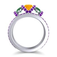 Three Stone Oval Pave Vapra Ring