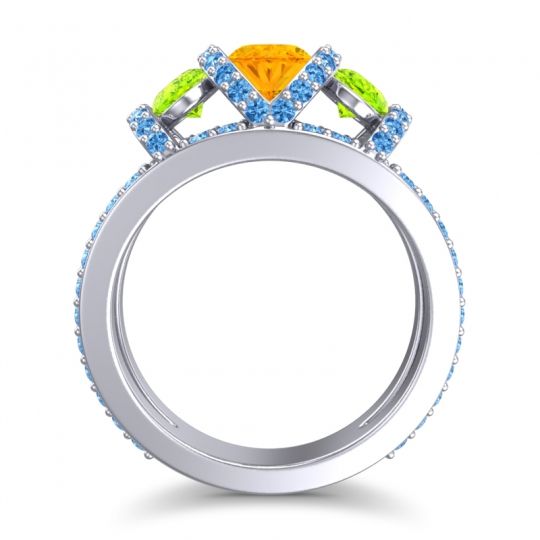 Three Stone Oval Pave Vapra Ring