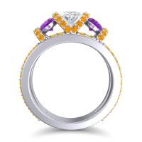 Three Stone Oval Pave Vapra Ring