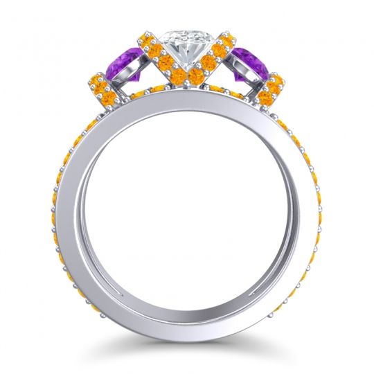Three Stone Oval Pave Vapra Ring