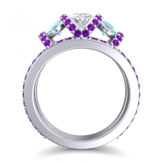 Three Stone Oval Pave Vapra Ring