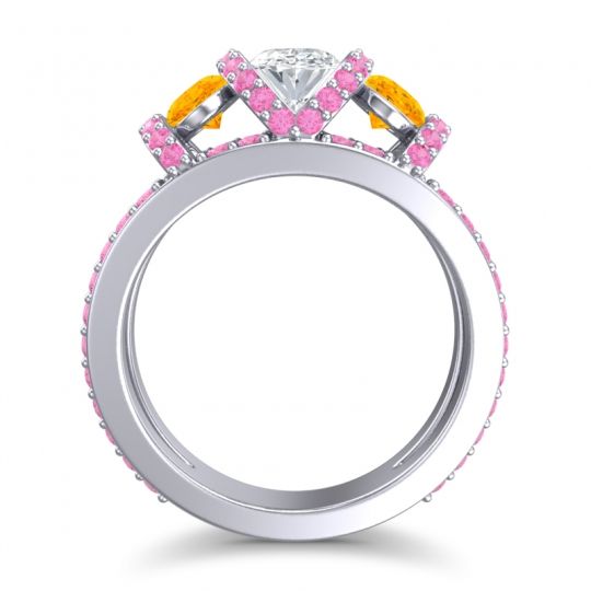 Three Stone Oval Pave Vapra Ring