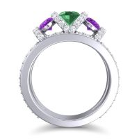 Three Stone Oval Pave Vapra Ring