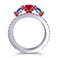 Three Stone Oval Pave Vapra Ring