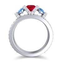 Three Stone Oval Pave Vapra Ring
