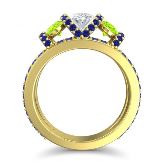 Three Stone Oval Pave Vapra Ring