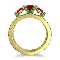 Three Stone Oval Pave Vapra Ring