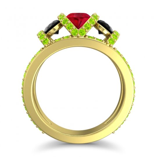 Three Stone Oval Pave Vapra Ring