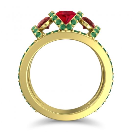 Three Stone Oval Pave Vapra Ring