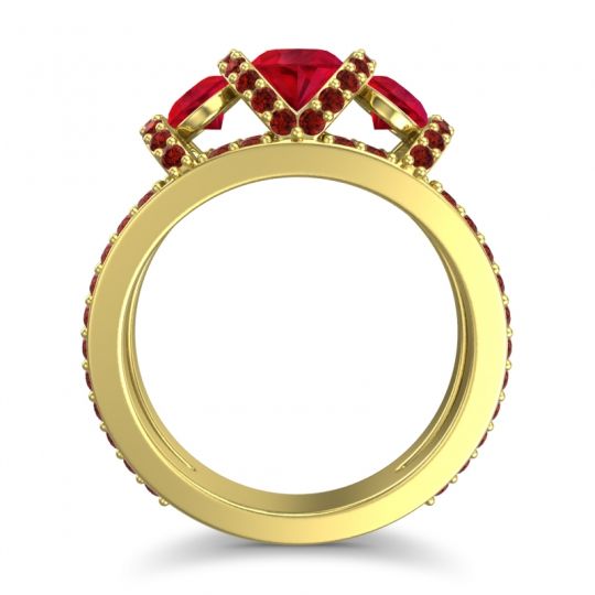 Three Stone Oval Pave Vapra Ring