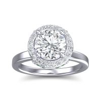 Diamond Ring In Palladium With Emerald Ekala Round Halo Ring