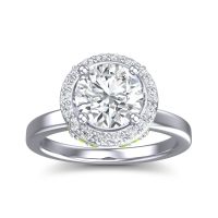 Diamond Ring In Palladium With Peridot Ekala Round Halo Ring