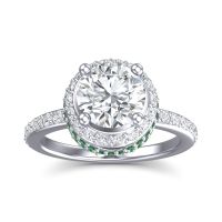 Diamond Ring In Palladium With Emerald Vasanta Round Halo Ring