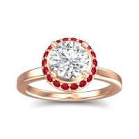 Lab Diamond Ring In 18K Rose Gold With Ruby And Blue Sapphire Kavita Round Halo Ring