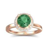 Emerald Ring In 14K Rose Gold With Diamond And Peridot Kavita Round Halo Ring