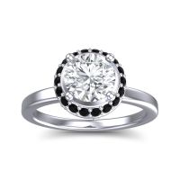 Lab Diamond Ring In 14k White Gold With Black Onyx And Peridot Kavita Round Halo Ring