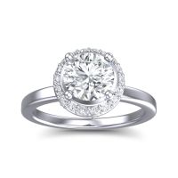 Lab Diamond Ring In Palladium With Diamond And Blue Sapphire Kavita Round Halo Ring