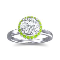 Lab Diamond Ring In 14k White Gold With Peridot And Amethyst Kavita Round Halo Ring