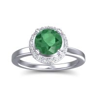 Emerald Ring In Palladium With Diamond And Garnet Kavita Round Halo Ring
