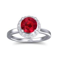 Ruby Ring In Palladium With Lab Diamond And Citrine Kavita Round Halo Ring