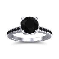 Black Onyx Ring In Platinum Amra Round Classic Ring