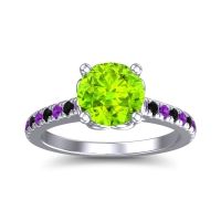 Peridot Ring In Platinum With Amethyst And Black Onyx Amra Round Classic Ring