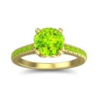 Peridot Ring In 18k Yellow Gold Amra Round Classic Ring