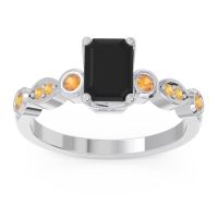 Art Deco Milgrain Emerald Cut Sarva Ring