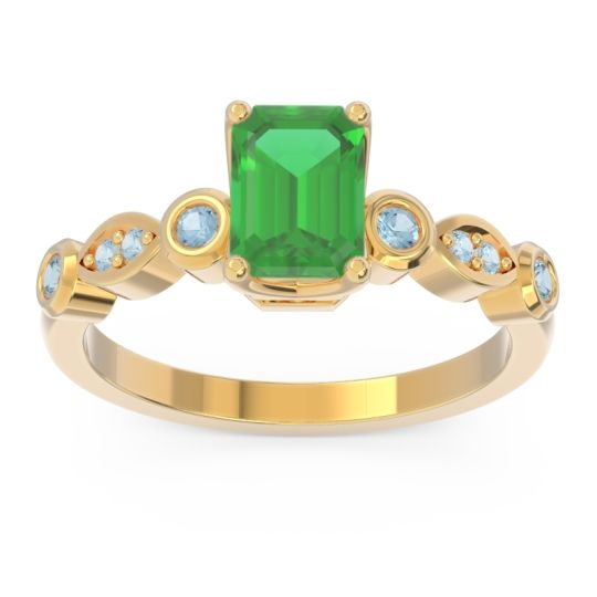 Art Deco Milgrain Emerald Cut Sarva Ring
