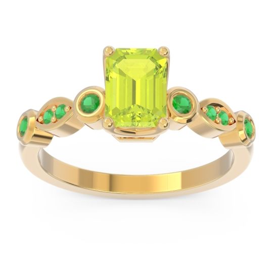 Art Deco Milgrain Emerald Cut Sarva Ring