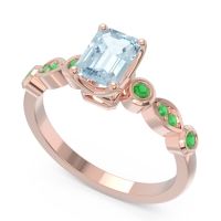 Art Deco Milgrain Emerald Cut Sarva Ring
