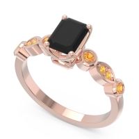Art Deco Milgrain Emerald Cut Sarva Ring