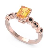 Art Deco Milgrain Emerald Cut Sarva Ring