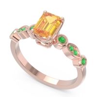 Art Deco Milgrain Emerald Cut Sarva Ring