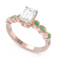 Art Deco Milgrain Emerald Cut Sarva Ring