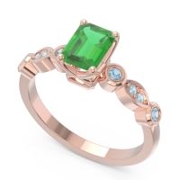 Art Deco Milgrain Emerald Cut Sarva Ring