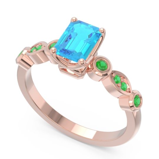 Art Deco Milgrain Emerald Cut Sarva Ring