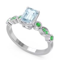 Art Deco Milgrain Emerald Cut Sarva Ring