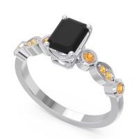 Art Deco Milgrain Emerald Cut Sarva Ring