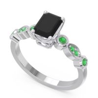 Art Deco Milgrain Emerald Cut Sarva Ring