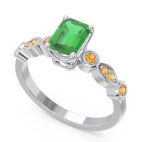 Art Deco Milgrain Emerald Cut Sarva Ring