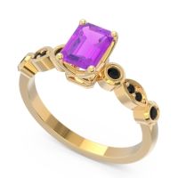 Art Deco Milgrain Emerald Cut Sarva Ring