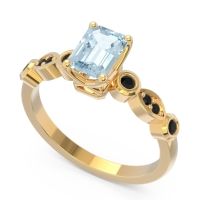 Art Deco Milgrain Emerald Cut Sarva Ring