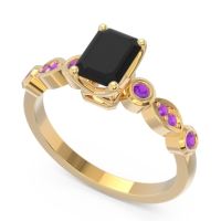 Art Deco Milgrain Emerald Cut Sarva Ring