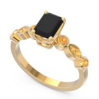 Art Deco Milgrain Emerald Cut Sarva Ring