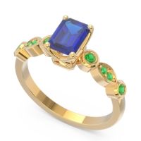 Art Deco Milgrain Emerald Cut Sarva Ring