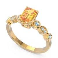 Art Deco Milgrain Emerald Cut Sarva Ring